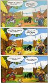 Ääriesimerkki Asterixin ensimmäisestä albumista. Asterix-kirjastossa jotkut viivat ovat paikoitellen kadonneet jo olemattomiin.