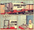 Mustan saaren salaisuuden ensimmäisessä versiossa Briteissä kuljetettiin Johnnie Walkeria säiliövaunuittain. Kuva ruotsalaisesta aikakauslehdestä 1950-luvulta.