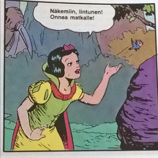 Lumikki toivoo hyvää matkaa pikkulinnulle