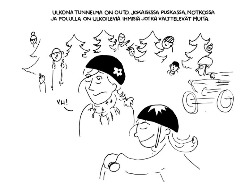 Solja Järvenpää ulkoilee sarjakuvassaan